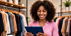 Commerçante dans une boutique de vêtements