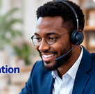 Conseiller avec un casque offrant une assistance