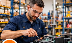 Technicien assemblant des composants électroniques
