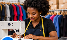 Couturière utilisant une machine à coudre dans son atelier